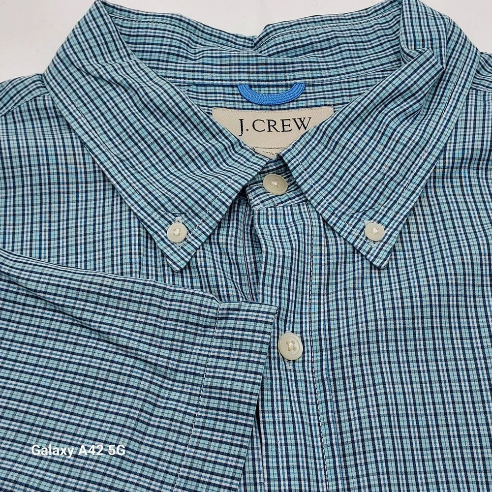 J Crew‎ Mens Button Down Shirt Plaid Short Sleeve Casual Button Up XL